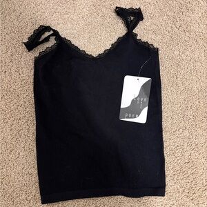 Black Lace Trim Tank Top